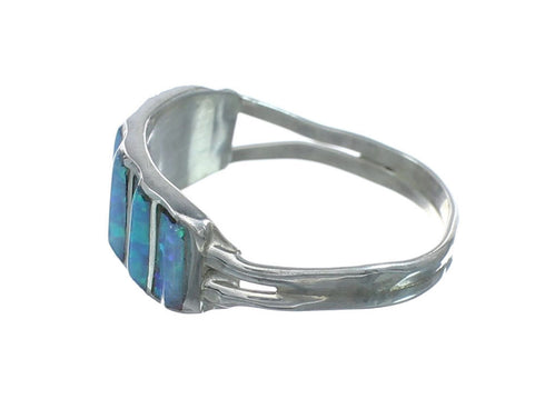 Blue Opal Authentic Sterling Silver Zuni Ring Size 8-1/2 JX130006